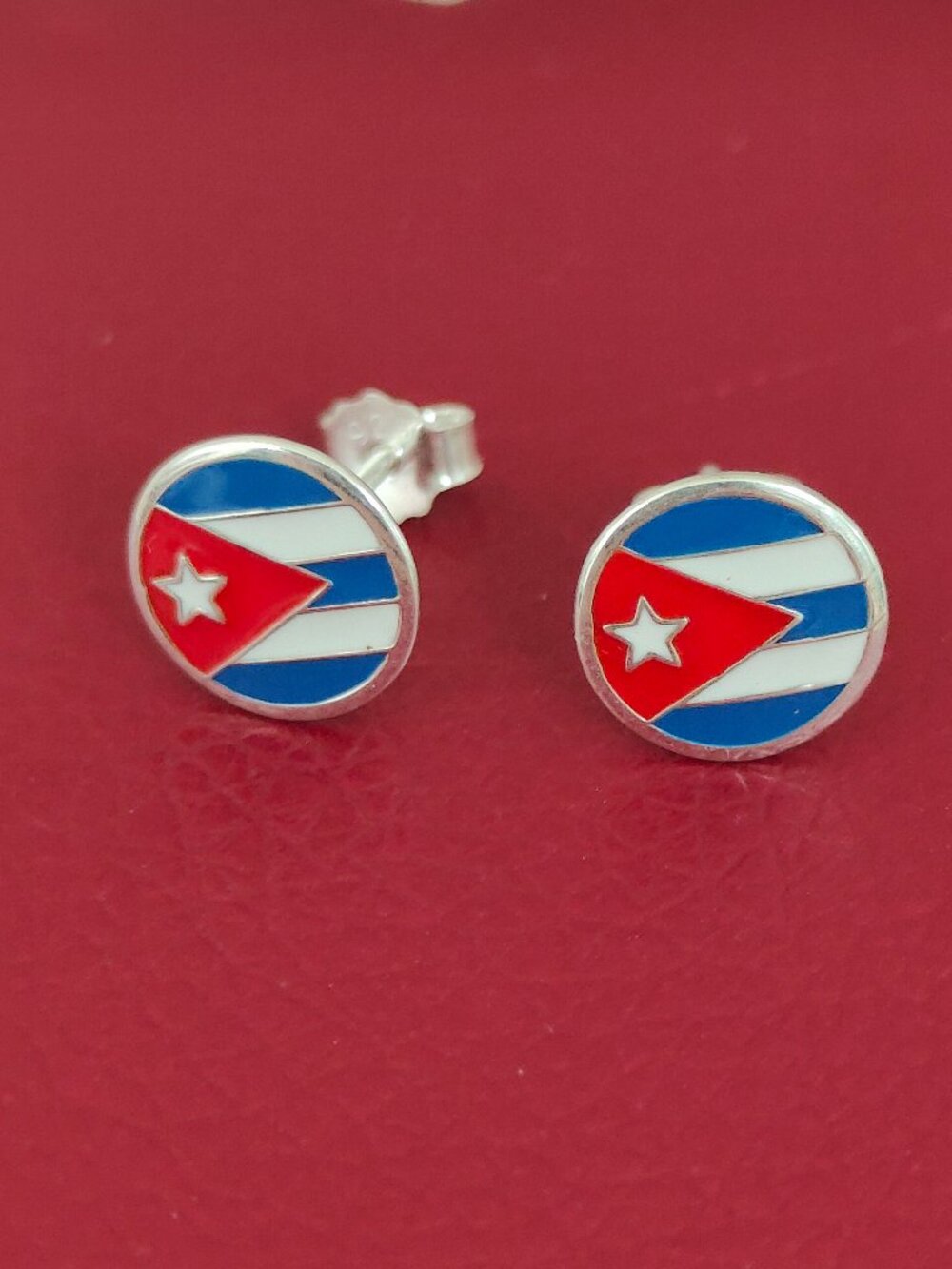 Cuba Flag Earring Women Jewelry Stud Earrings S925 Sterling Silver